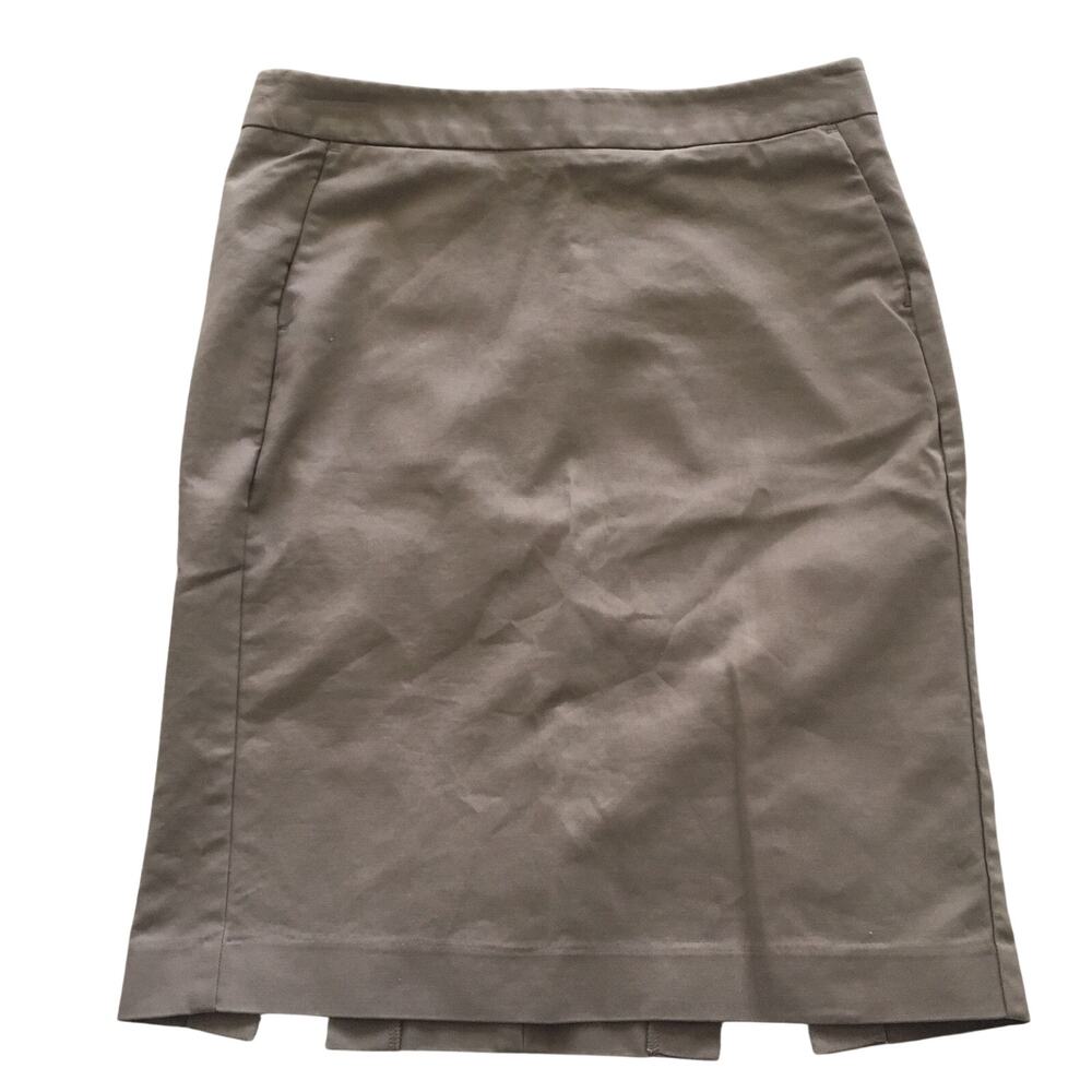 Gap Stretch Size 4 Cotton Blend Beige Tan Taupe Khaki Fitted Paneled Skirt